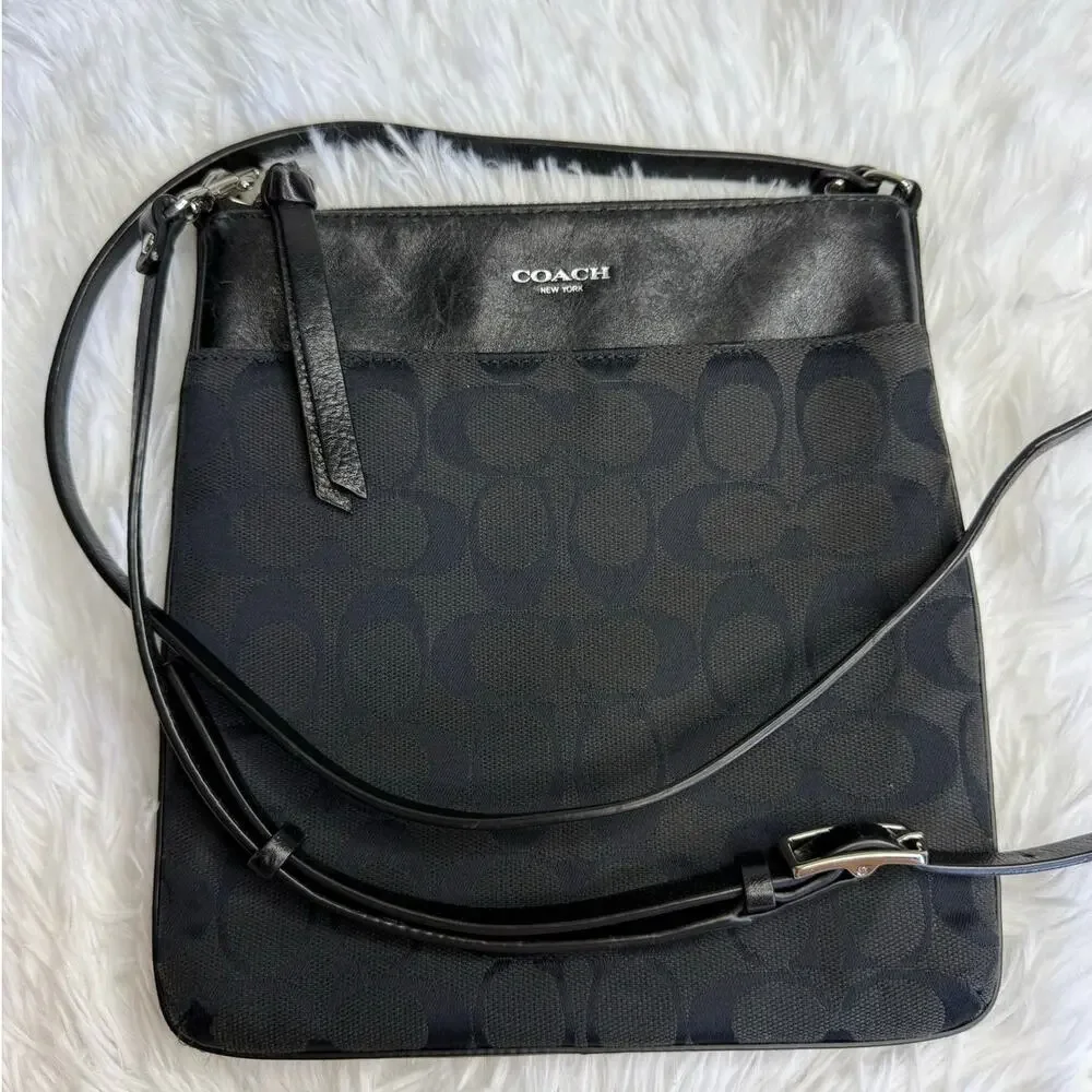 COACH Black Signature Canvas Crossbody